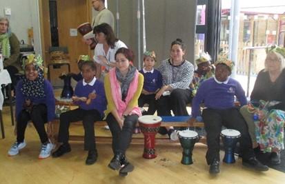 Harvest Festival Drumbeat Primary staff and students