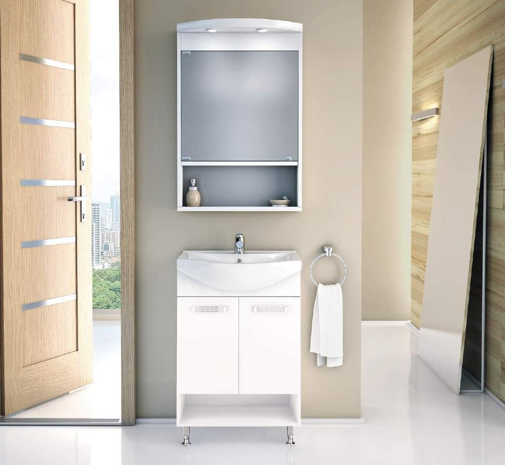 55 Napoli 55 White Shiny White lacquered finish 5PUL055WH 50,5x29,5x80 Floor standing Base Unit - Single storage space - Two doors -