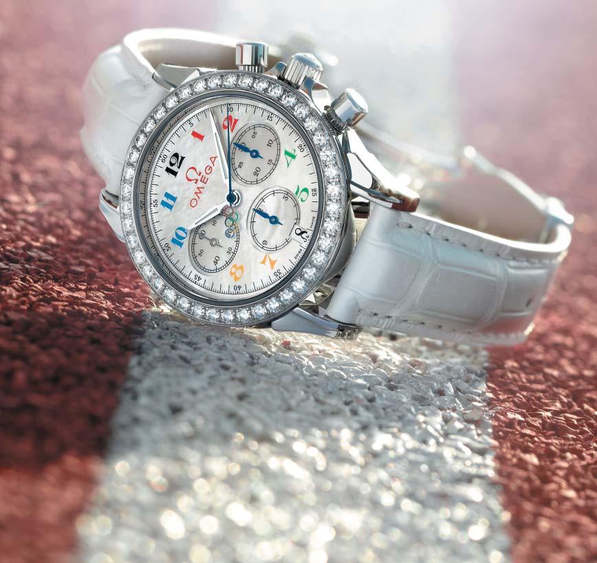 Timeless Collection De Ville Chronograph Ladies 54 The De Ville Co-Axial Chronograph Ladies of the OMEGA Timeless Collection is a tribute to the Olympic Games and a celebration of the fine art of