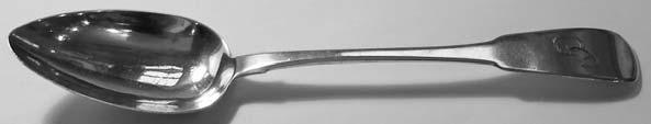 36. Irish silver Fiddle pattern tablespoon,