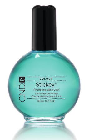 STICKEY ANCHORING BASE COAT A soft, sticky base coat for healthy nails. Anchors nail polish to the nail to help prevent peeling and chipping. Improves nail polish wearability.