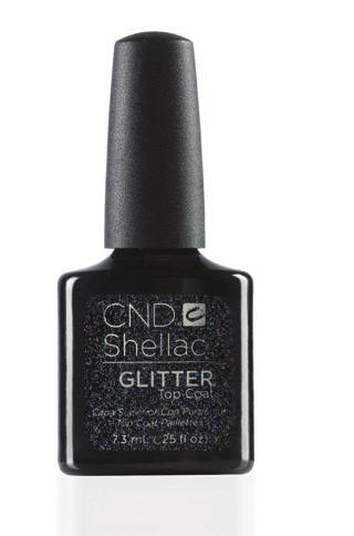SHELLAC GLITTER TOP COAT A top coat designed specifically for use with the - Glitter-sparkle Finish - 14+ Days of High-Performance Wear - Off In Minutes Provides a superior protective top layer for