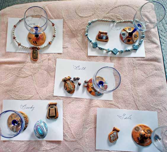 Jewelry Making Class by Linda Simon that s Linda! We had a fun filled day at Linda s in February with cabochons, clay, wine glasses and beads.