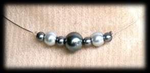 Pauline Necklace Gray light and dark gray Majorca pearls mounted