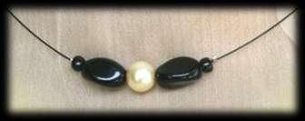 Patricia necklace Ivory Majorca pearl and black glass pearls