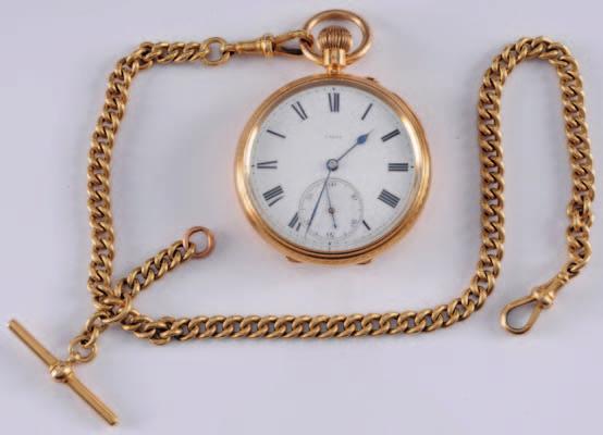 155. A 9ct gold curb-link watch chain with attached 1/2 sovereign dated 1897 together with a 9ct gold plated