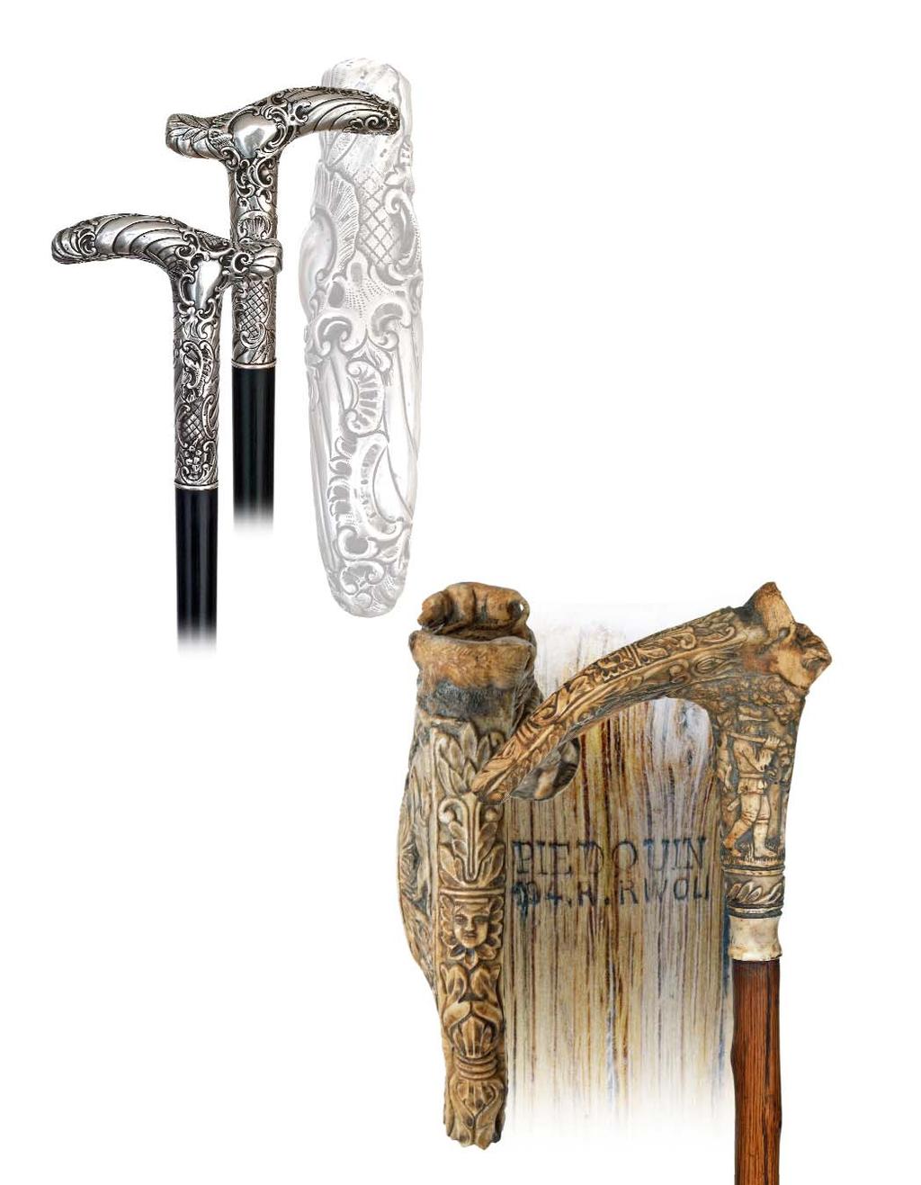 125. Viennese Dress Cane Late 19th Century-Well balanced Derby silver handle with long stem hand chased and engraved in the rich Baroque taste on a naturally deep black ebony shaft with a horn