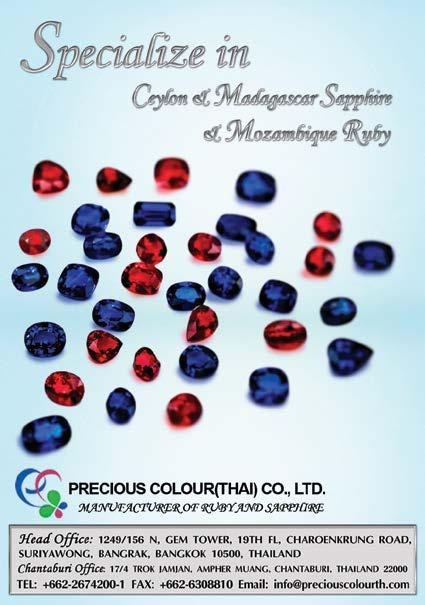 Precious Colour (Thai) Co Ltd Booth No.: Hall 9, 9J20 (AWE) Precious Colour (Thai) Co., Ltd. is the leading gemstone manufacturer & wholesaler in Thailand.