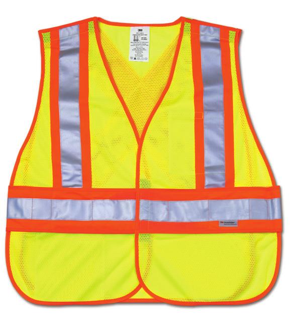 and orange with contrasting fluorescent orange and yellow trim and 2" 3M Scotchlite Reflective Material Made of lightweight, breathable mesh for air circulation and faster drying times Provides 360
