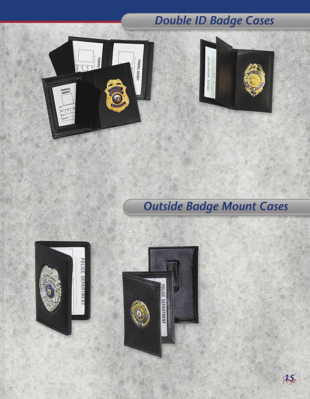 Dress Badge Case with Smart Card Window Side opening, double ID with framed (FW) or bound (BW) windows. Third ID for access/smart card.