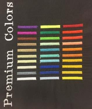 GOP Fashion Embroidery Colors Standard Colors Chrome 5839 Black 5596 Otter Grey 9115 Gold 9130 Navy Blue 5824 Cheeky Pink 9161 Foxy Red 5563 Lavender 9016 Sea Glass 9141 Pillow