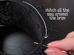 Once you have it tacked down, you can stitch all the way around the