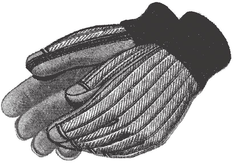 Striped canvas gloves with leather palm and finger tips. Montgomery Ward, F/W 1930/31 J.