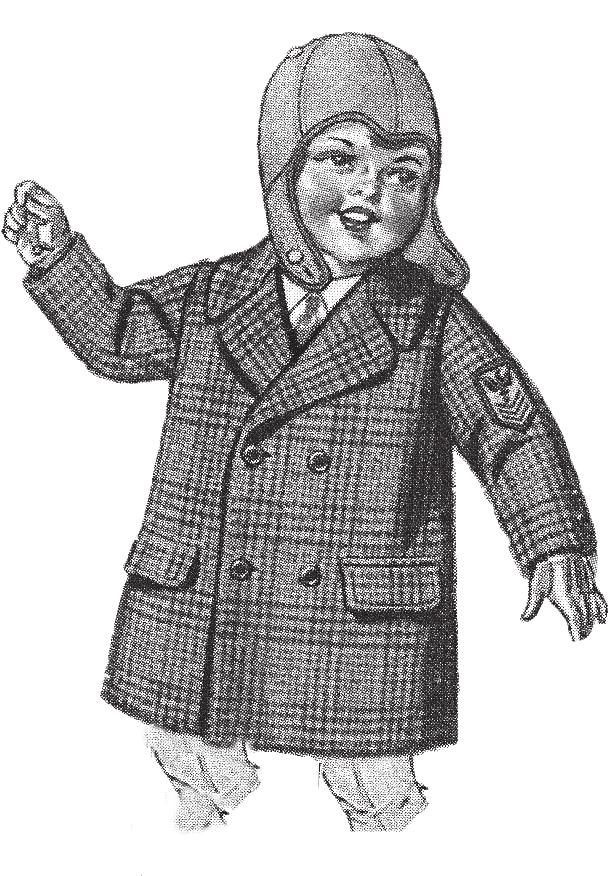 It came in Copenhagen blue. Ages 2 to 6 years. Sears F/W 1929-30 B. A sturdy double breasted Admiral Style coat of heavy weight chinchilla cloth.