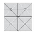 tiles Steel base 90 x 90 cm With 8 tiles: 130 kg With 12 tiles: 185 kg Not suitable for the XL-Version without tiles