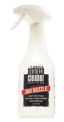 or a fine spray right-side up or upside down for airbrushes, work surfaces and studio tools