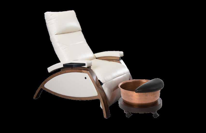 ZG DREAM LOUNGER WITH MANICURE/PEDICURE SERVICES Electronic Zero Gravity positioning Relaxor Heat/Massage* Premium bespoke finishes 16