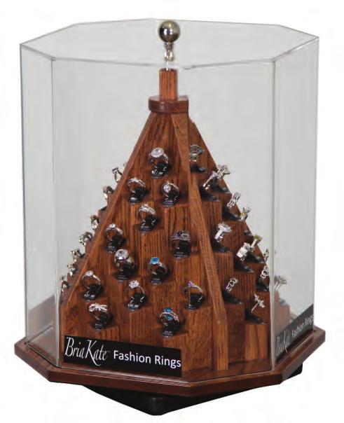 Countertop Rotators Pyramid displays for rings. Display comes with numbered backstock drawers. Approx. Wholesale Cost BKR-24 DK... Holds 24 Styles... 4,000.00 BKR-52 DK... Holds 52 Styles... 6,000.