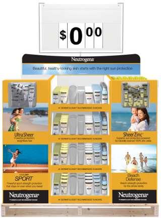 Build Neutrogena Sun Care Half Pallet Stores will receive the Sun Care Half Pallet by 2/27/17 (MABD). Display will arrive pre-packed with product.