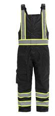 Reflective piping across the waist Black Ripstop Fabric to provide extra protection for garment Elasticized back waist for snug fit Multi-Pockets For