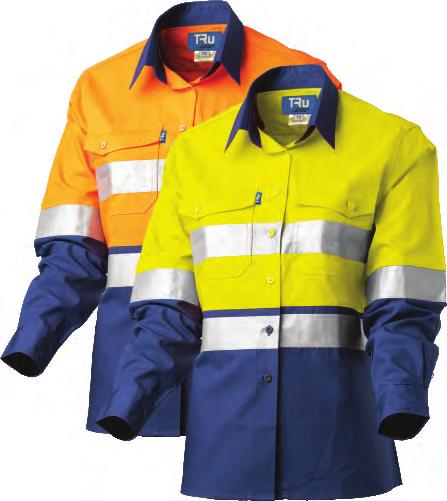 tape, double hoop configuration DSW2112T1 REGULAR WEIGHT HI VIS COTTON SHIRT WITH 3M TAPE - LADIES 190gsm