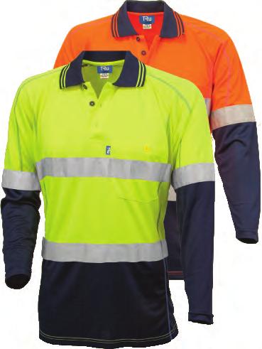 HI VIS POLO, L/S 175gsm breathable  Ribbed collar and wrist cuff