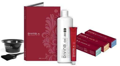 2.1. COLORING PROCESS / DIVINA COLOR WORLD / DIVINA.XL Professional hair color line in large sizes. e t s ESSENTIALS Perfect for tone leveling and lightening. TENACITY AT Ideal for grey hair problems.