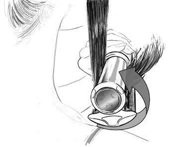 FLIP OUT 1. Gently close the Milana onto the section of hair with the barrel positioned over the section of hair. 2.