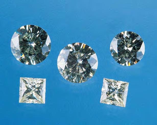 Figure 19. These round brilliants are the three largest synthetic moissanites studied at GIA. They ranged from 0.74 to 1.12 ct.