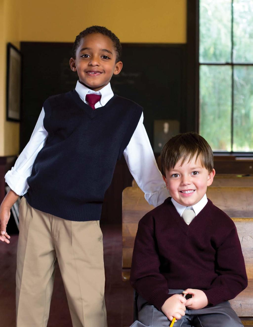 BOYS AND GIRLS casual classic These classic pullover V-Neck sweaters and vest are designed to fit nice and comfortably. They are a perfect addition to any student s wardrobe.