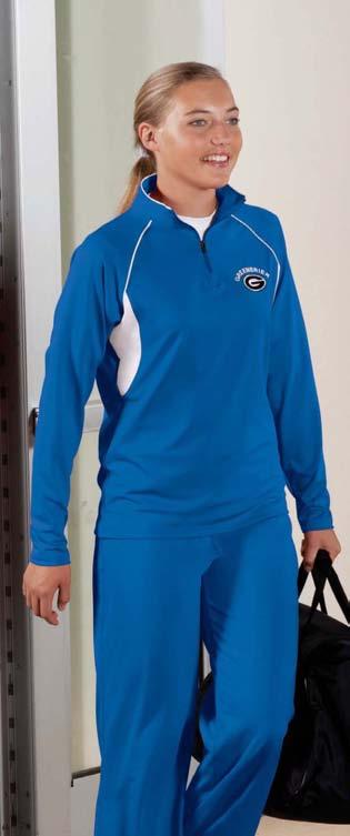 { 4710 Poly/SPandex warmups Benefits + Wicks Moisture + 4-Way Stretch Comfort + Soft and Smooth Feel 4710 728 729 pg.
