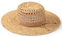 color wrapped corded trim straw 5 brim, raffia large brim hat with ribbon trim and inner stretch