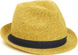 5 brim, 5-7y kid dyed woven paper fedora with grosgrain band and trim along brim 1.