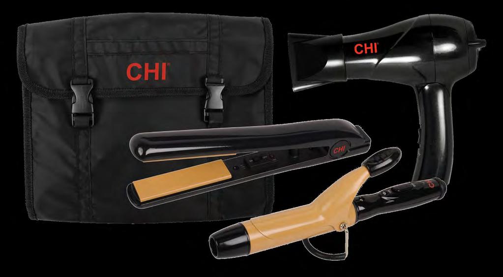 TOURMALINE CERAMIC TRAVEL TOOLS TOURMALINE CERAMIC 3-PIECE TRAVEL SET CHI Style Series Ceramic Tools have now gone mini to accommodate all of your styling needs.