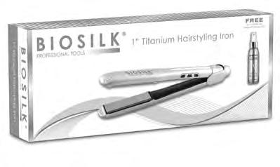 BIOSILK PROFESSIONAL TOOLS ILLUMINATED TEMPERATURE DISPLAY ADJUSTABLE TEMPERATURE SETTINGS 1" TITANIUM PLATES BIOSILK 1 TITANIUM HAIRSTYLING IRON GF8129 BioSilk 1 Titanium Professional Hairstyling