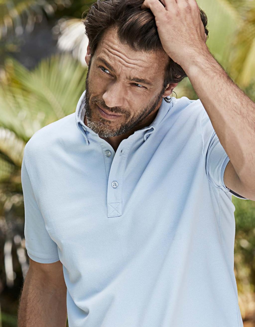 NEW STYLE White Denim Light Blue 1410 Mens FASHION LONG SLEEVE LUXURY STRETCH POLO Style 1412 Dress up without wearing a shirt.