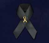 This pretty black ribbon pin is a smaller sized lapel pin. Pin is approximately 1/2 x 1/2 inch.