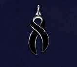 black ribbon charm. Ribbon charm is approximately 3 x 1.5 cm. Comes in an optional gift box.