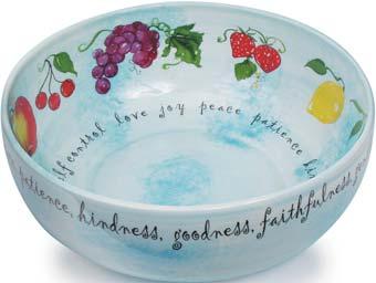 CBD Exclusive Gifts 40 % Fruit of the Spirit Ceramic Bowl With its mouthwatering fruit and sky-blue puffyclouds background, this handpainted
