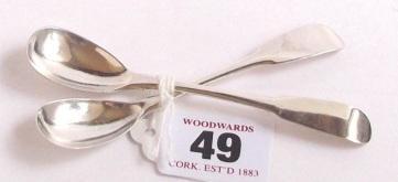II Irish silver table or serving spoon with Hanoverian pattern handle by