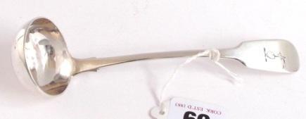 69 70 71 Victorian Irish silver cream or sauce ladle with fiddle pattern