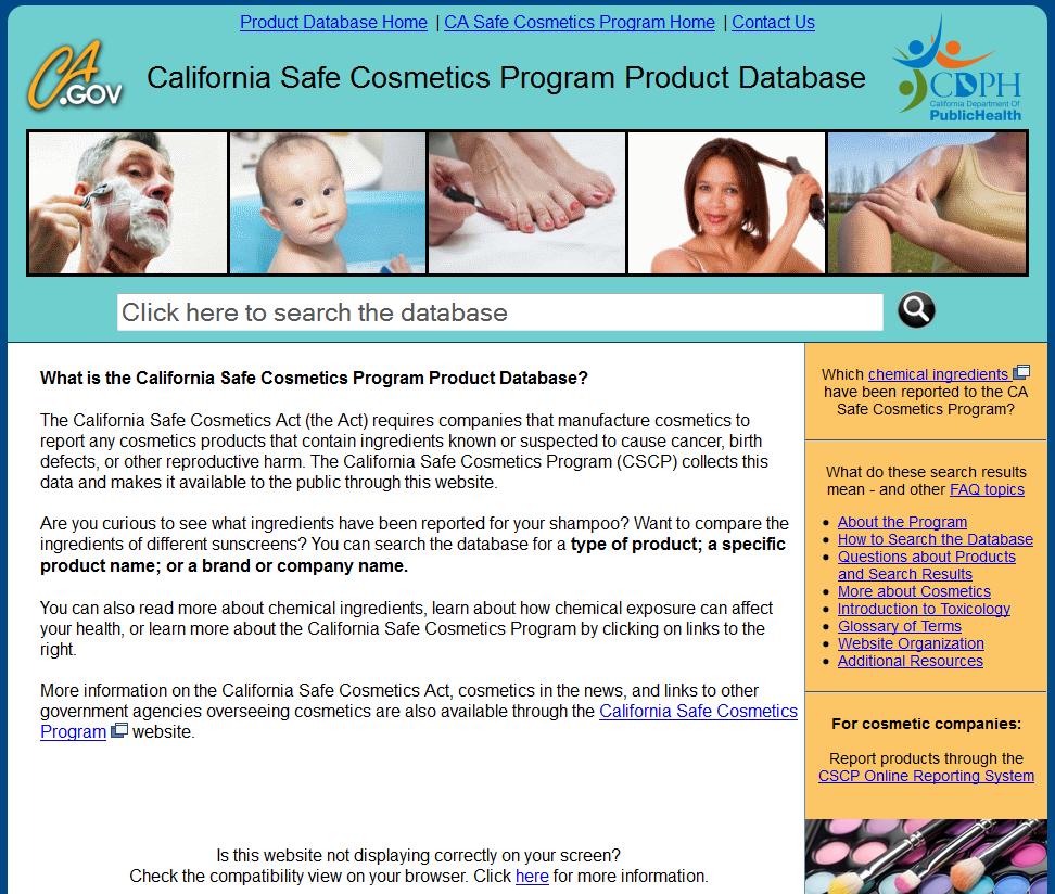 California Safe Cosmetics Program Product Database https://www.safecosmeticsact.