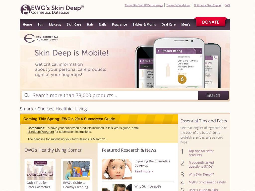 SkinDeep Cosmetics Database http://www.ewg.