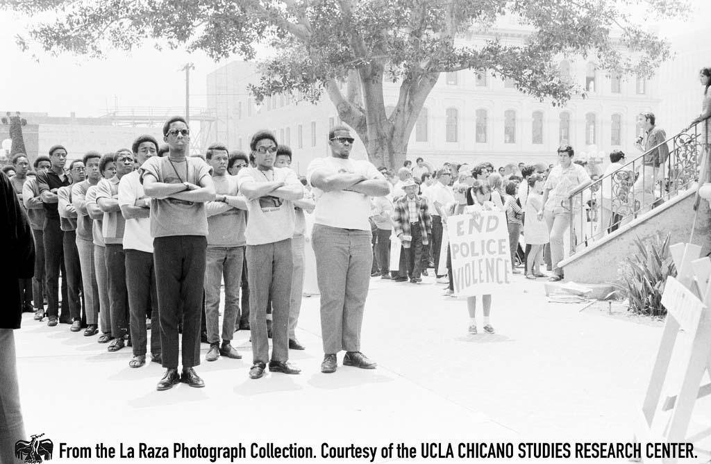 The US Organization, founded by Maulana (Ron) Karenga, marches in support of the LA 13.