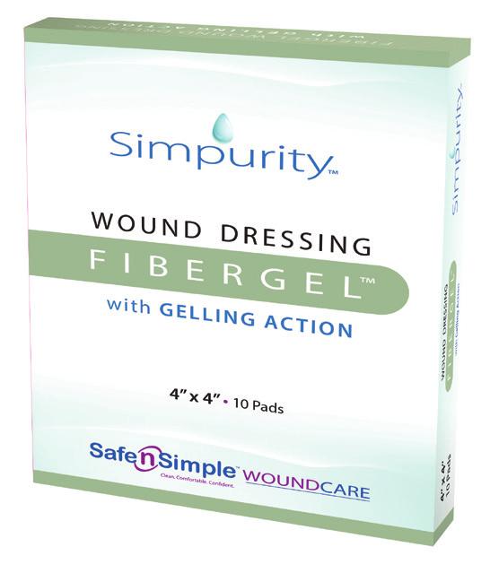 Fibergels Fibergel Wound Dressing Simpurity Fibergel Wound Dressing is a soft, absorbent material that forms into a