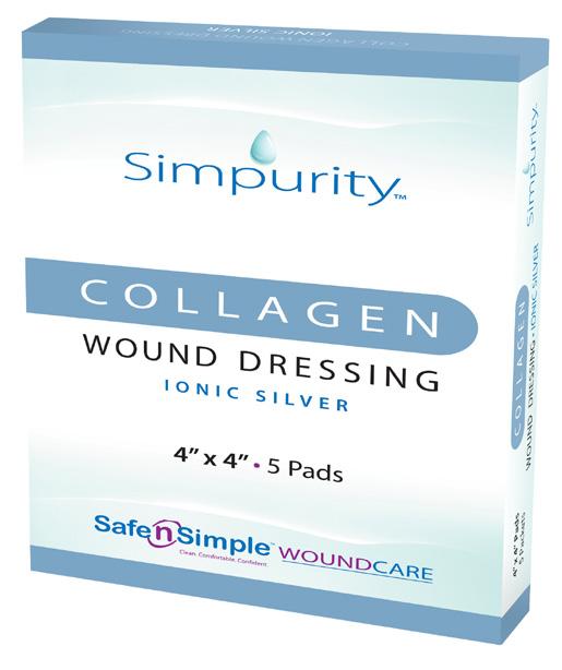 Simpurity Collagen dressing are 100% pure collagen, non-bleached, native undigested bovine collagen, now with Ionic Silver added to