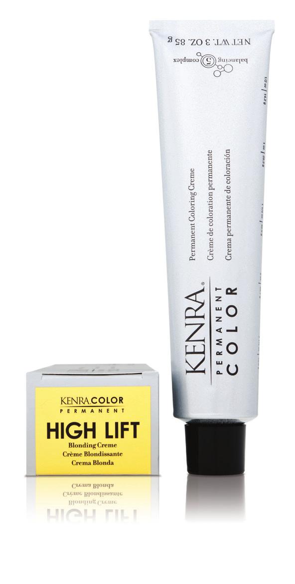 ermanent Color High Lift Kenra Color High Lift Series provides the ability to create superior single process blondes achieving 4-5 levels of lift with maximum neutralization of underlying pigment.