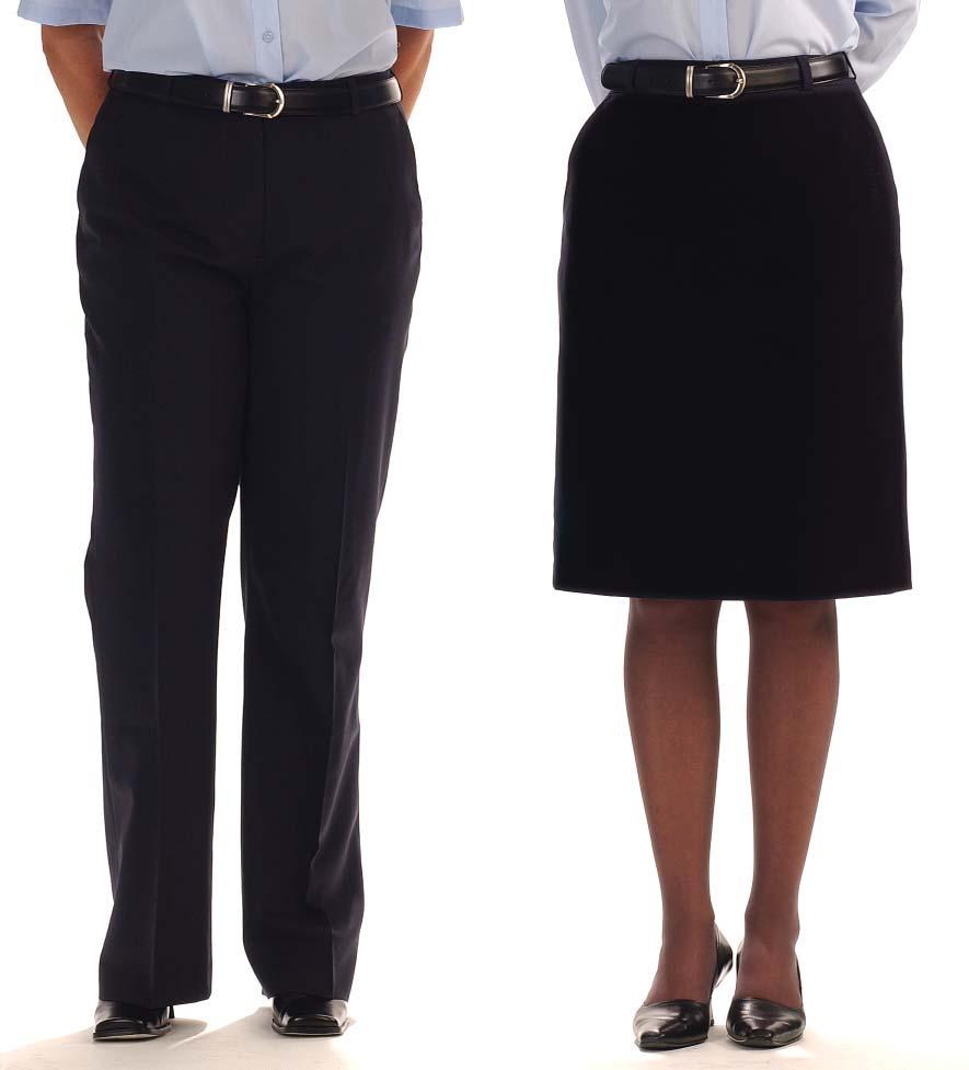 11 Uniform Components Women Skirt, Pants & Belt Skirt Length from middle of the knee, must not exceed 2.
