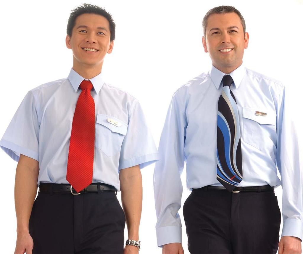 25 Uniform Components Men Shirt Shirt Wear buttoned to the neck at all times Tuck inside pants Machine