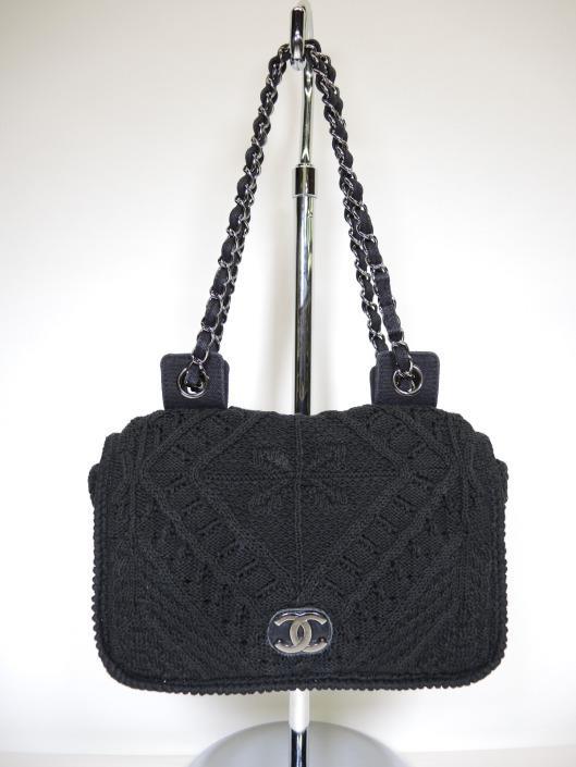 CHANEL Black Crochet Knit Flap Bag Sold in one day for $1500. 03/10/18 This compact flap bag from the 2004 collection is an unique crochet style that will stand out amidst a sea of leather bags.